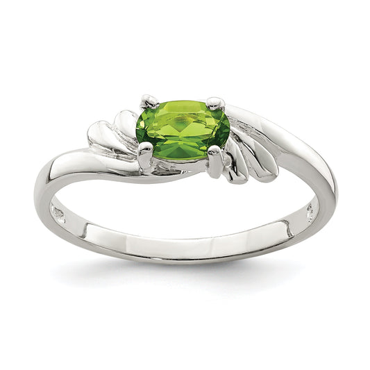 Sterling Silver Lime Green Oval Cz Ring
