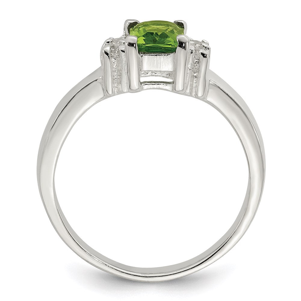 Sterling Silver Lime Green & White Cz Ring