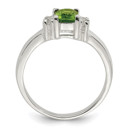 Sterling Silver Lime Green & White Cz Ring