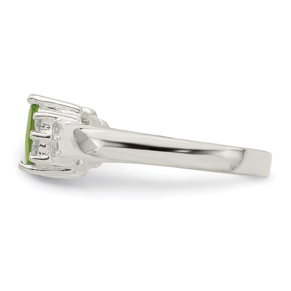 Sterling Silver Lime Green & White Cz Ring