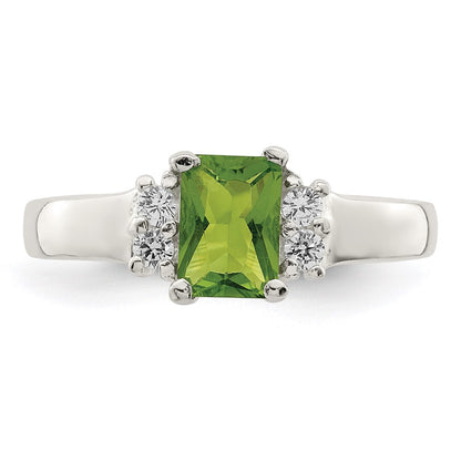 Sterling Silver Lime Green & White Cz Ring