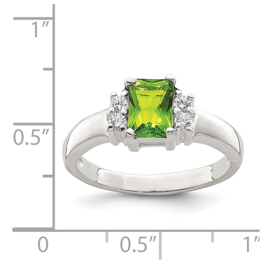 Sterling Silver Lime Green & White Cz Ring