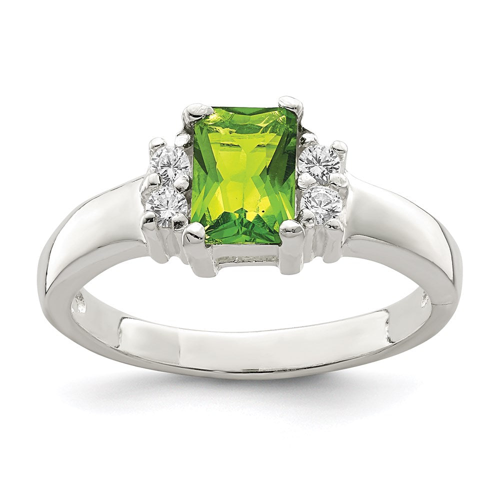 Sterling Silver Lime Green & White Cz Ring