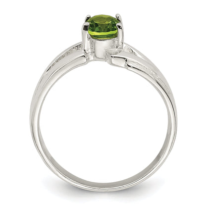 Sterling Silver Lime Green Oval Cz Ring (Size 7 Only)