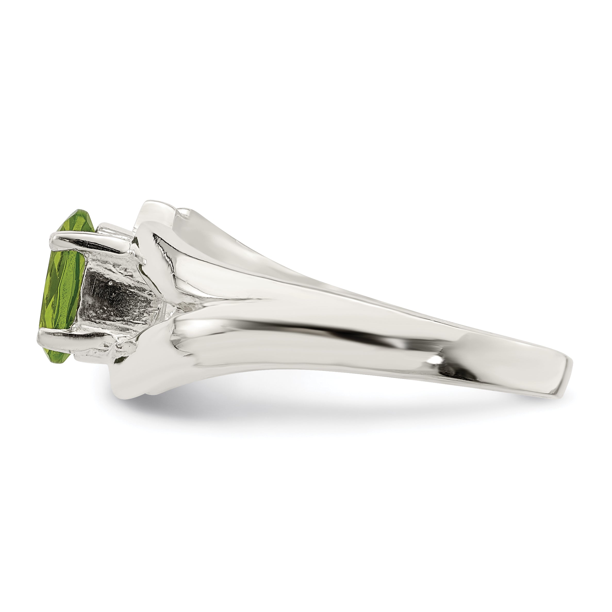 Sterling Silver Lime Green Oval Cz Ring (Size 7 Only)