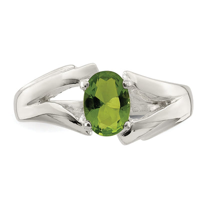 Sterling Silver Lime Green Oval Cz Ring (Size 7 Only)