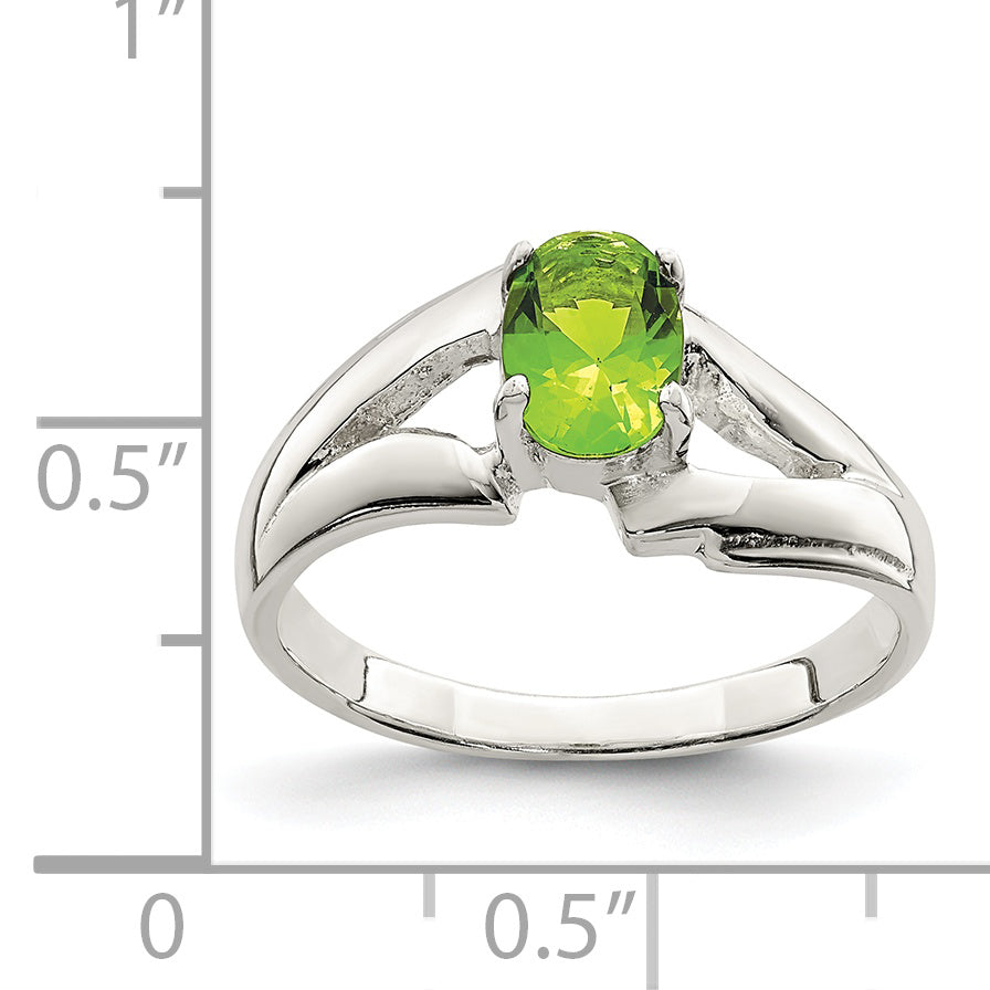 Sterling Silver Lime Green Oval Cz Ring (Size 7 Only)