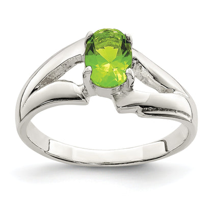 Sterling Silver Lime Green Oval Cz Ring (Size 7 Only)