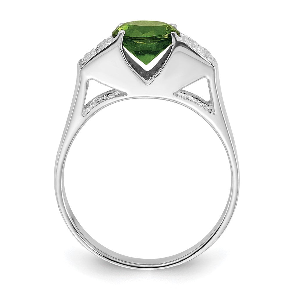 Sterling Silver Lime Green Round Pav‚Äö Sides Cz Ring