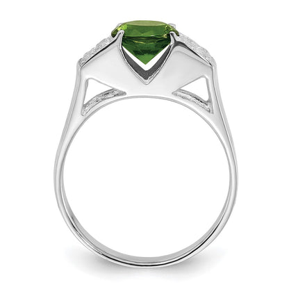 Sterling Silver Lime Green Round Pav‚Äö Sides Cz Ring