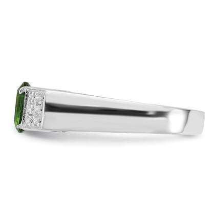 Sterling Silver Lime Green Round Pav‚Äö Sides Cz Ring