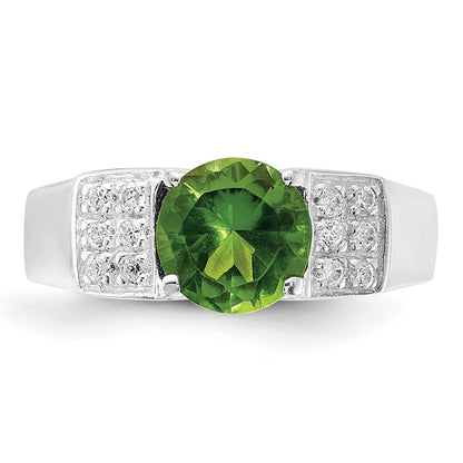 Sterling Silver Lime Green Round Pav‚Äö Sides Cz Ring
