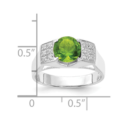 Sterling Silver Lime Green Round Pav‚Äö Sides Cz Ring