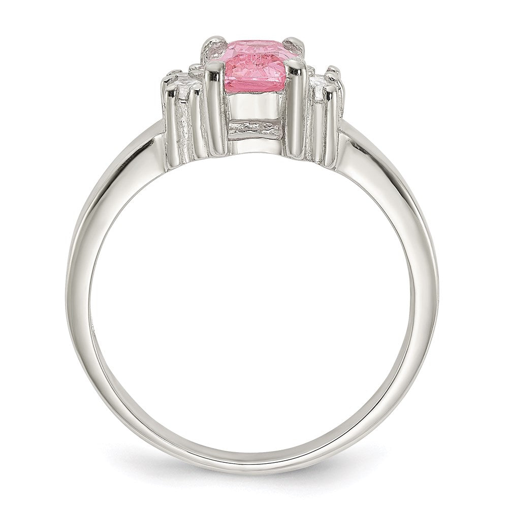 Sterling Silver Pink & White Cz Ring