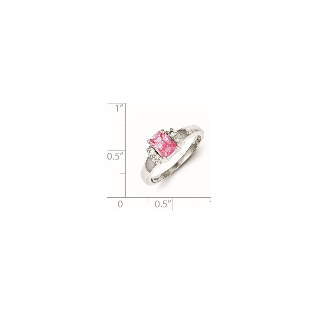 Sterling Silver Pink & White Cz Ring