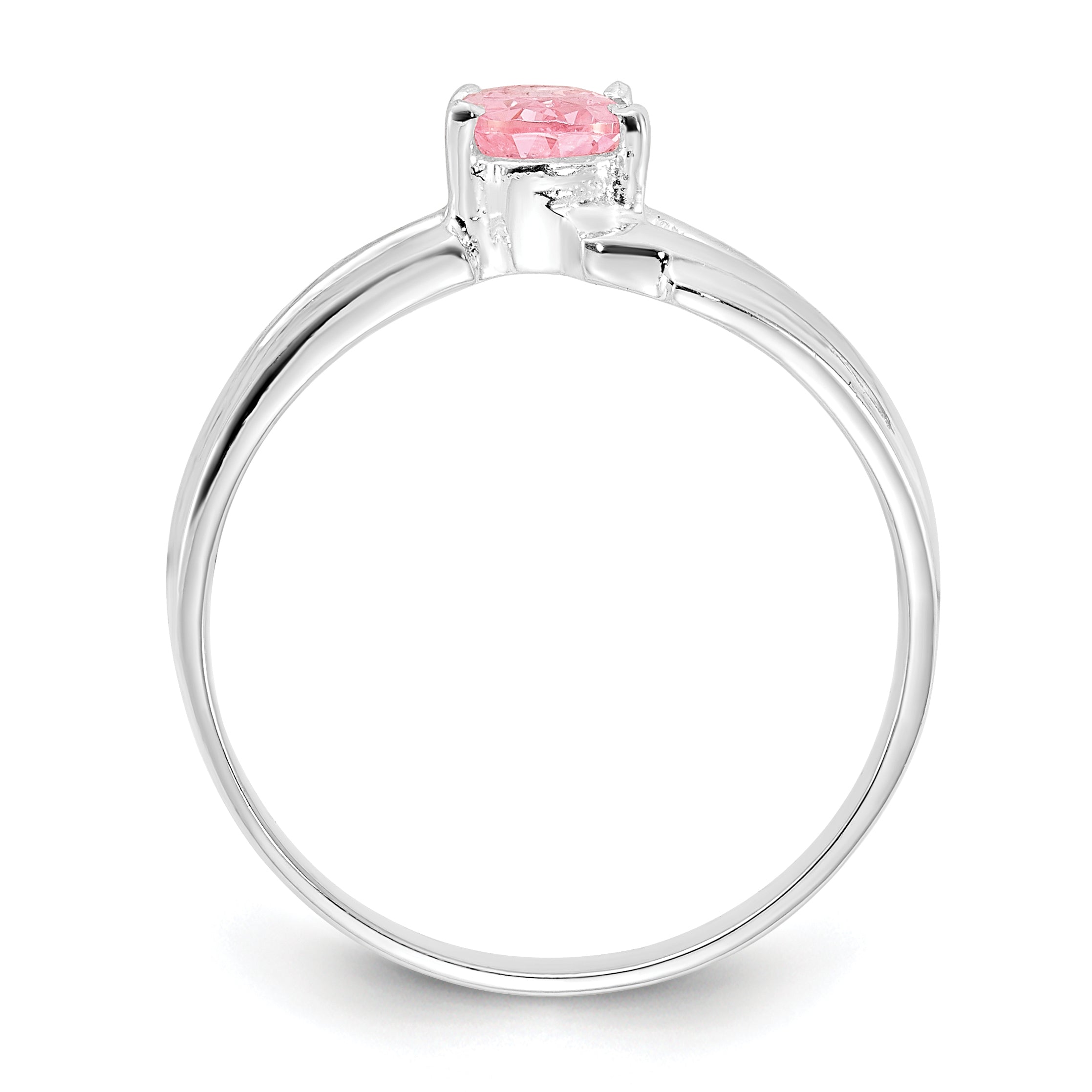 Sterling Silver Polished Pink Oval Cz Ring (Size 8 Only)