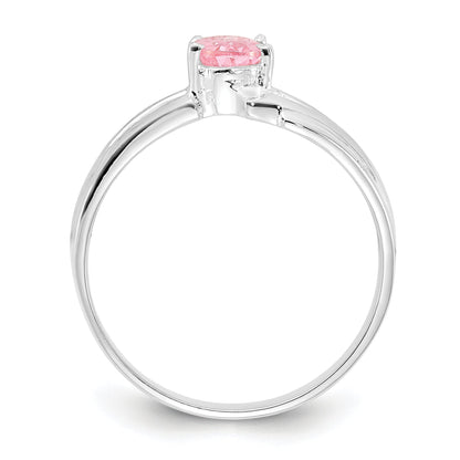 Sterling Silver Polished Pink Oval Cz Ring (Size 8 Only)
