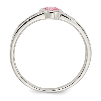 Sterling Silver Pink Cz Heart Ring