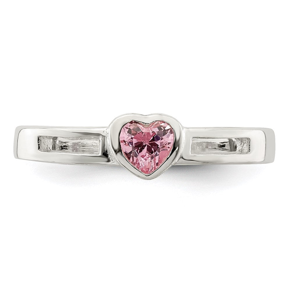 Sterling Silver Pink Cz Heart Ring