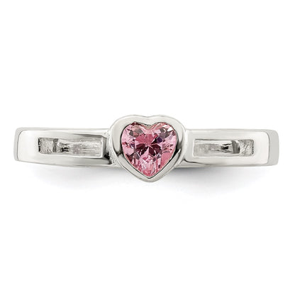 Sterling Silver Pink Cz Heart Ring