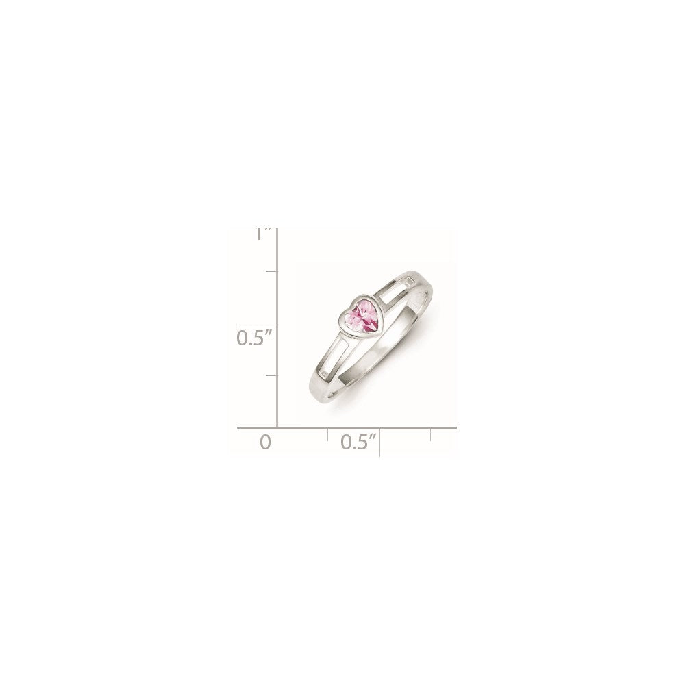 Sterling Silver Pink Cz Heart Ring