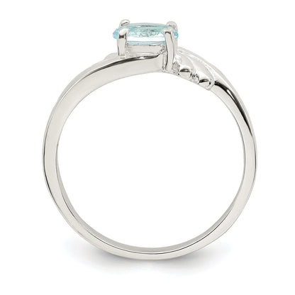 Sterling Silver Light Blue Oval Cz Ring (Size 7 Only)
