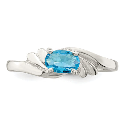 Sterling Silver Light Blue Oval Cz Ring (Size 7 Only)