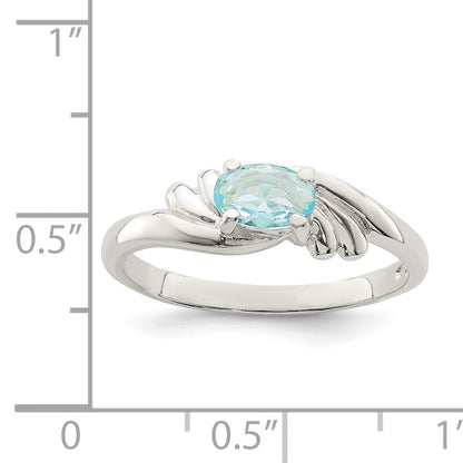 Sterling Silver Light Blue Oval Cz Ring (Size 7 Only)