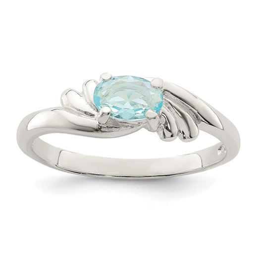 Sterling Silver Light Blue Oval Cz Ring (Size 7 Only)