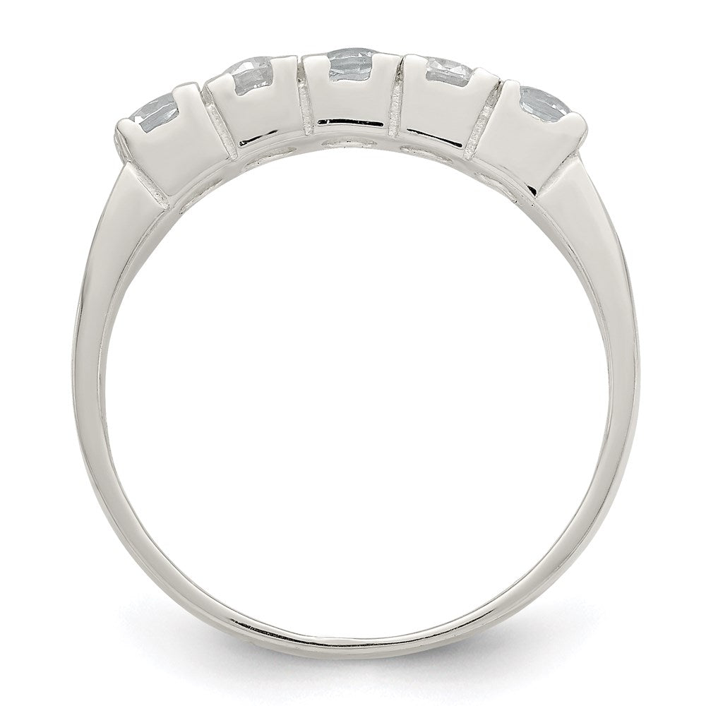 Sterling Silver Light Blue & White Cz Ring