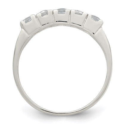 Sterling Silver Light Blue & White Cz Ring