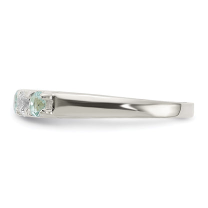 Sterling Silver Light Blue & White Cz Ring
