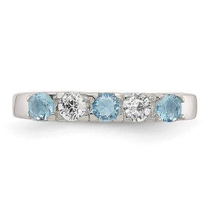 Sterling Silver Light Blue & White Cz Ring