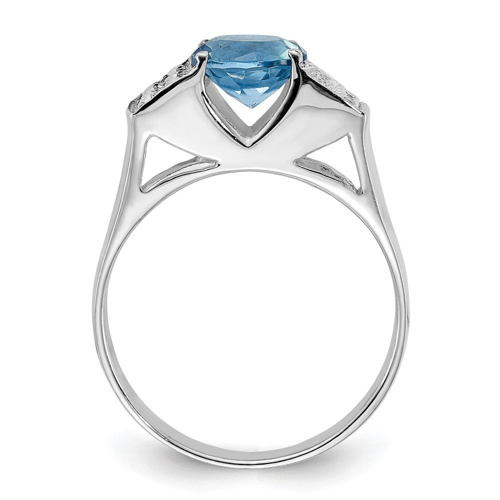 Sterling Silver Light Blue Round Pav‚Äö Sides Cz Ring
