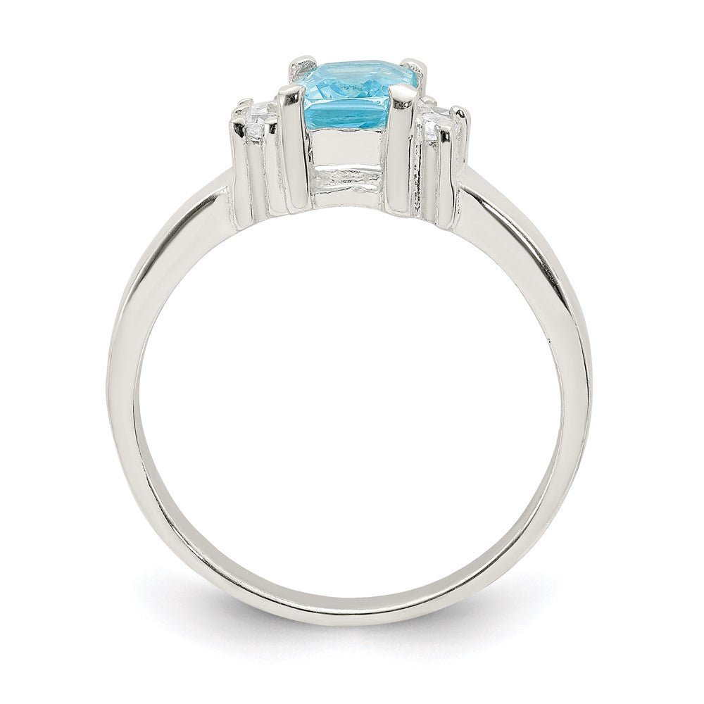 Sterling Silver Light Blue & White Cz Ring