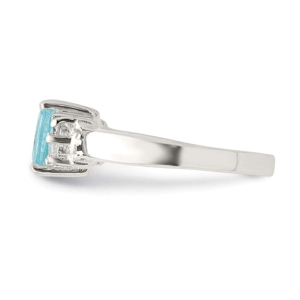 Sterling Silver Light Blue & White Cz Ring