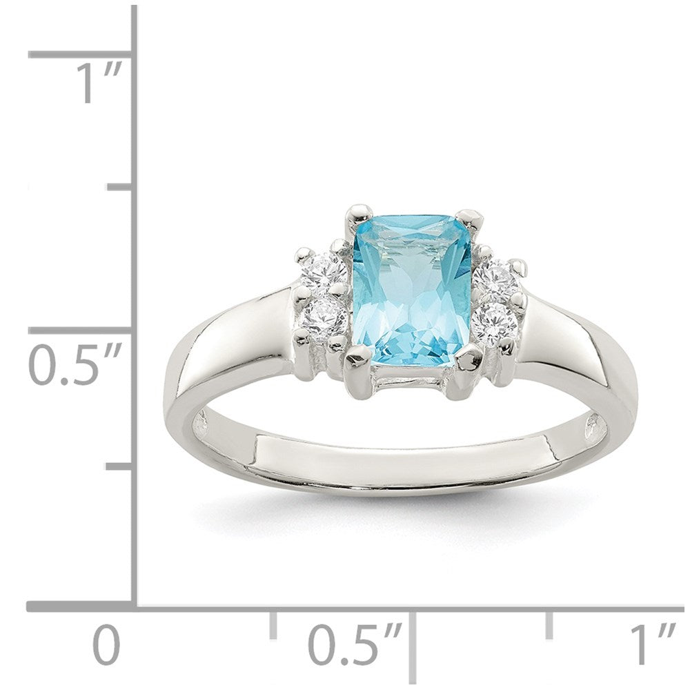 Sterling Silver Light Blue & White Cz Ring