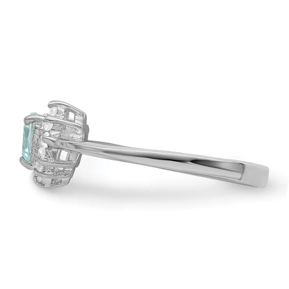 Sterling Silver Rhodium Blue Topaz Ring (Size 7 Only)
