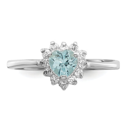 Sterling Silver Rhodium Blue Topaz Ring (Size 7 Only)