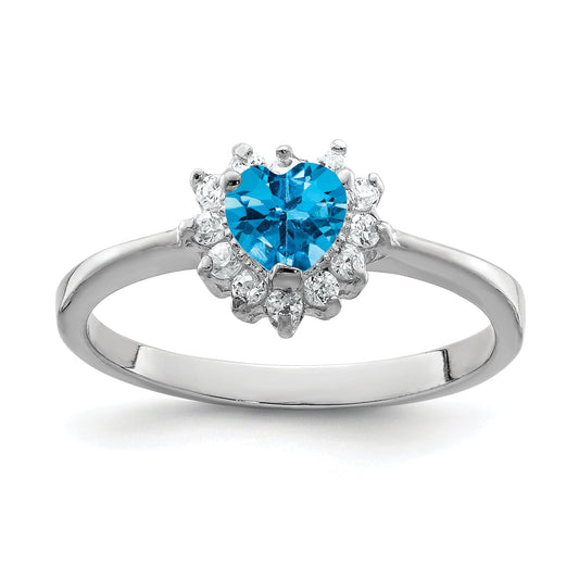 Sterling Silver Rhodium Blue Topaz Ring (Size 7 Only)