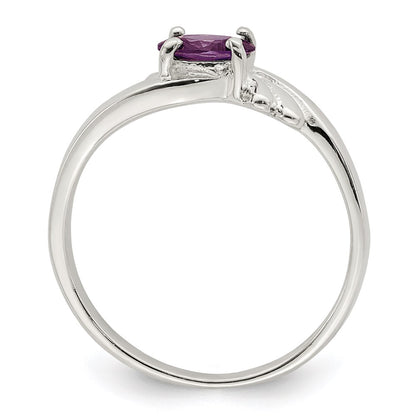 Sterling Silver Purple Oval Cz Ring