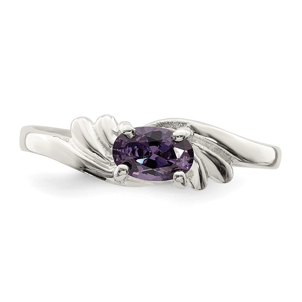 Sterling Silver Purple Oval Cz Ring
