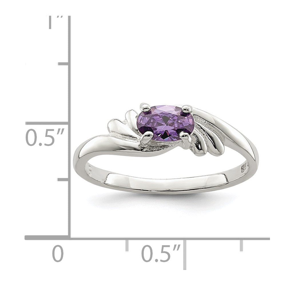 Sterling Silver Purple Oval Cz Ring