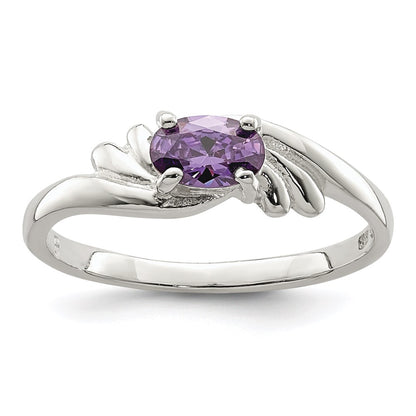 Sterling Silver Purple Oval Cz Ring
