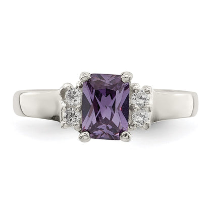 Sterling Silver Purple & White Cz Ring