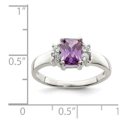 Sterling Silver Purple & White Cz Ring