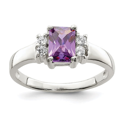 Sterling Silver Purple & White Cz Ring