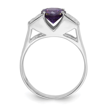 Sterling Silver Purple Round Pav‚Äö Sides Cz Ring