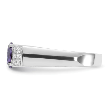 Sterling Silver Purple Round Pav‚Äö Sides Cz Ring