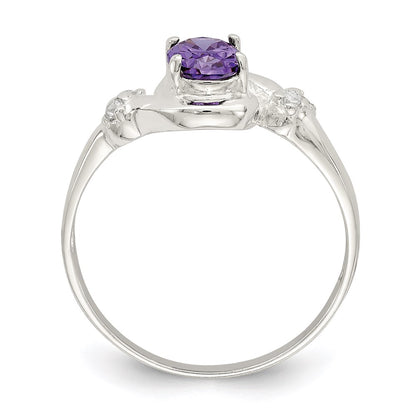 Sterling Silver Purple Oval Cz Ring